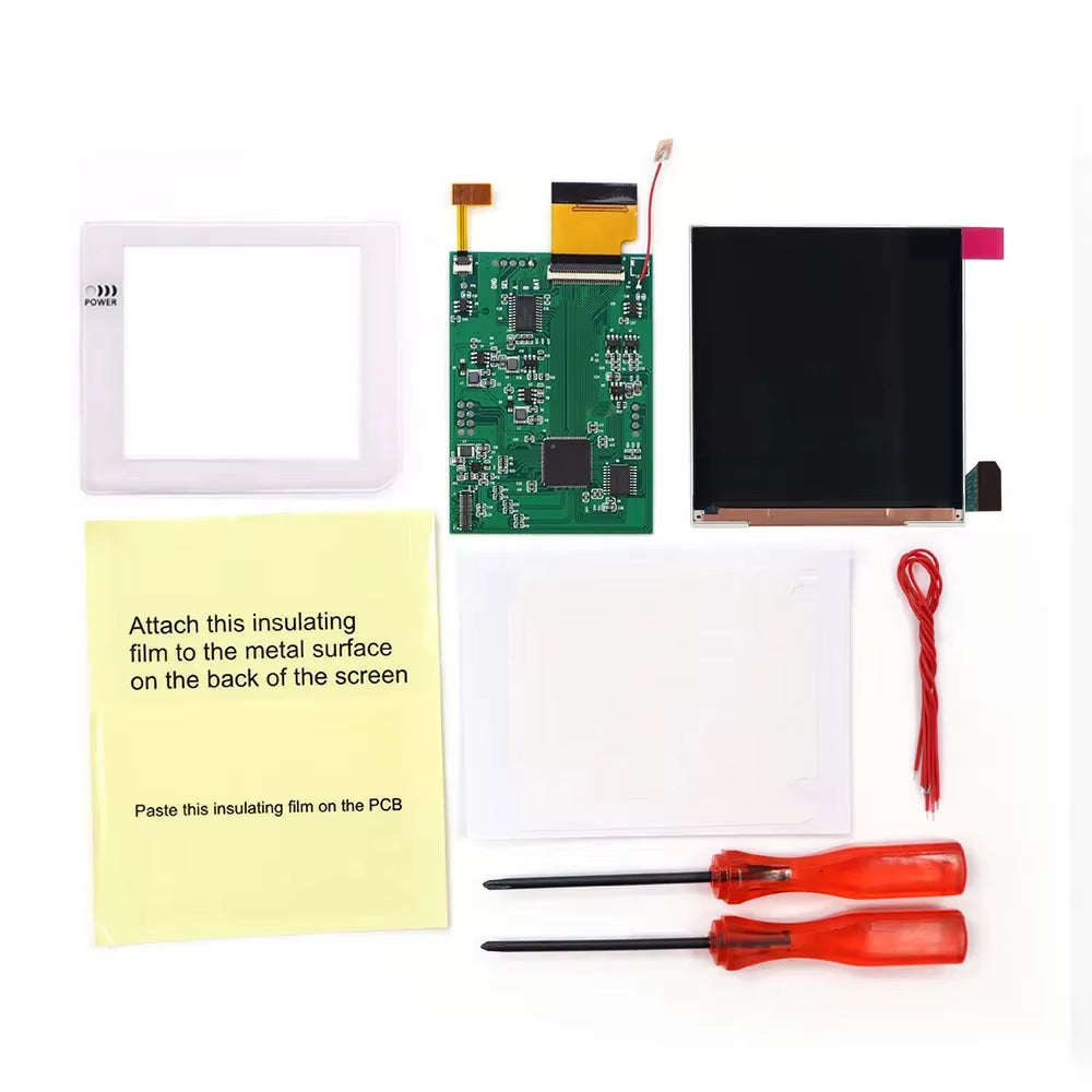 GBP Q5 Larger IPS Screen Display Build in OSD for Gameboy Pocket 8 Color Retro Pixel Screen Mod Kits with Shell