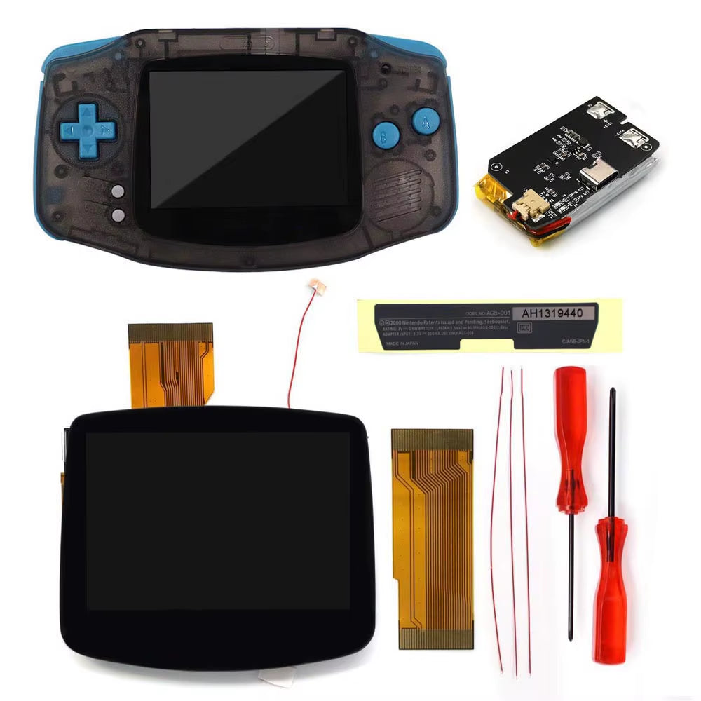 Drop in GBA IPS V5 LCD Screen Shell Kits W/1800Mah Rechargeable Built-In Lithium Battery for Gameboy Advance