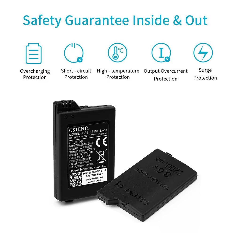 Bulk Lot PSP 2000/3000 Batteries 1200 mAh (5 and 10 Pack Available)