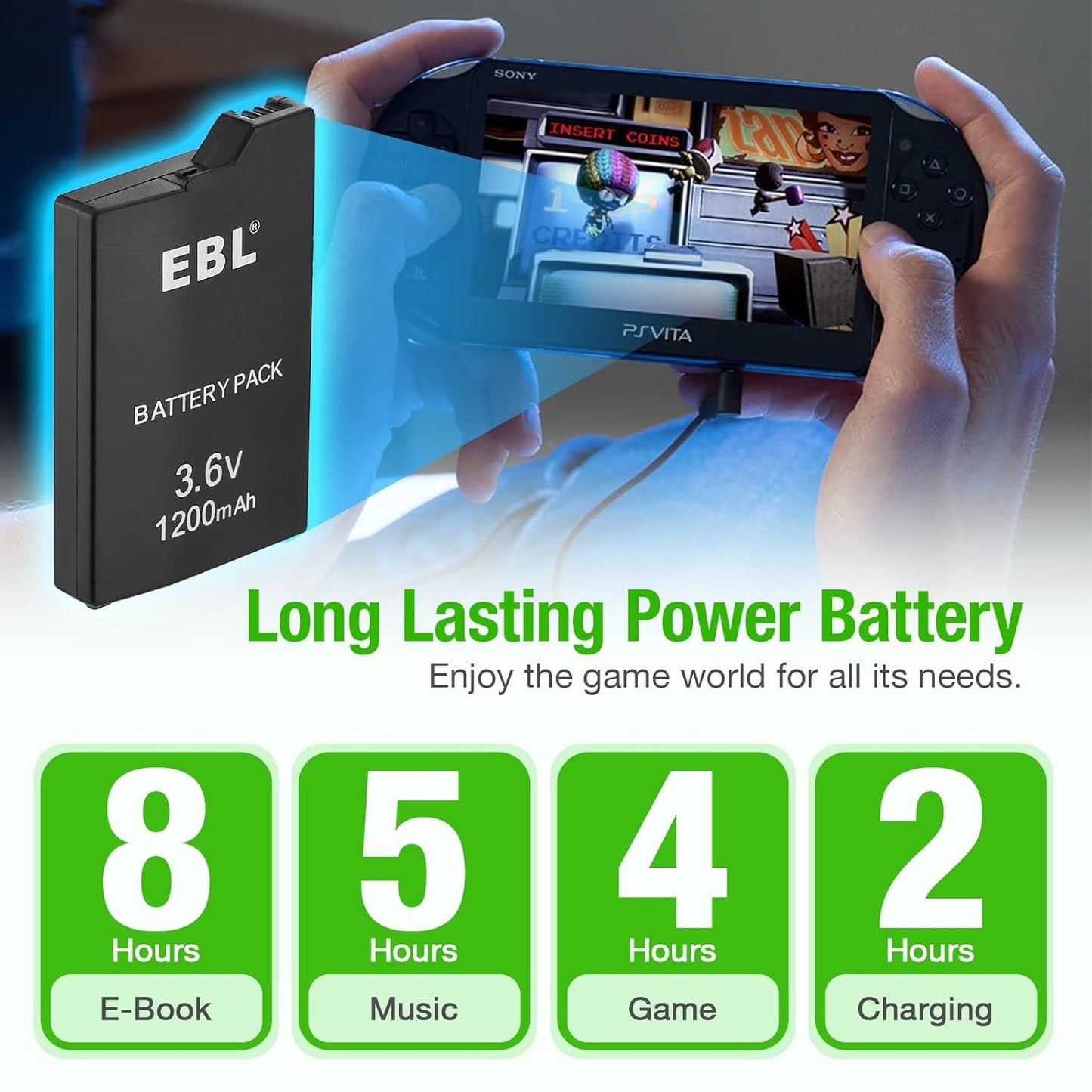 3.6V Lithium Ion Rechargeable Battery Pack 1200Mah(Real Capacity) Replacement Battery Compatible with Sony PSP 2000/3000 PSP-S110 Console