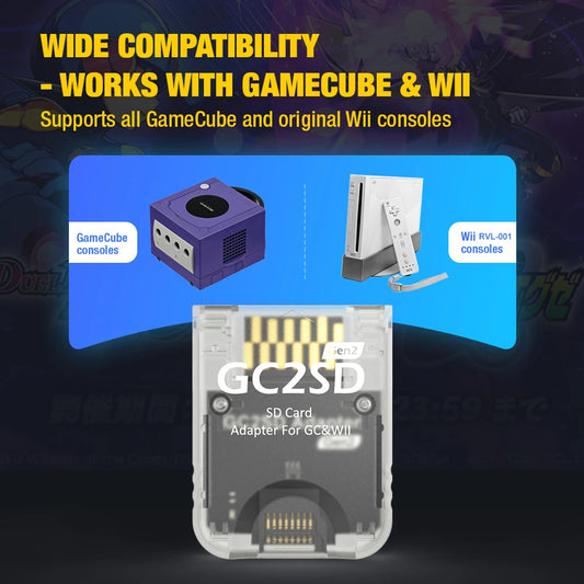 GC2SD Gen2 Memory Card Adapter - Enhanced Speed for GameCube & Wii