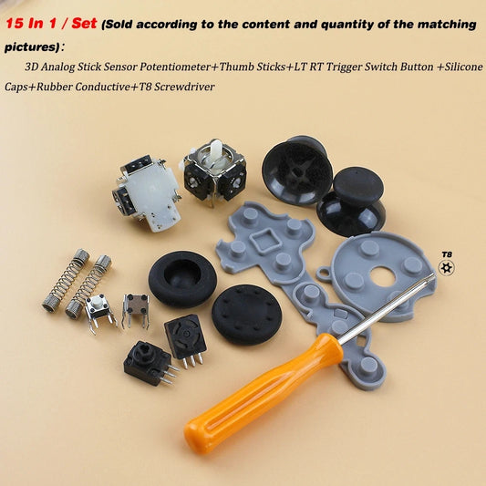 Xbox 360 Controller 15-in-1 Repair Kit - Analog Sticks, Triggers & Sensors