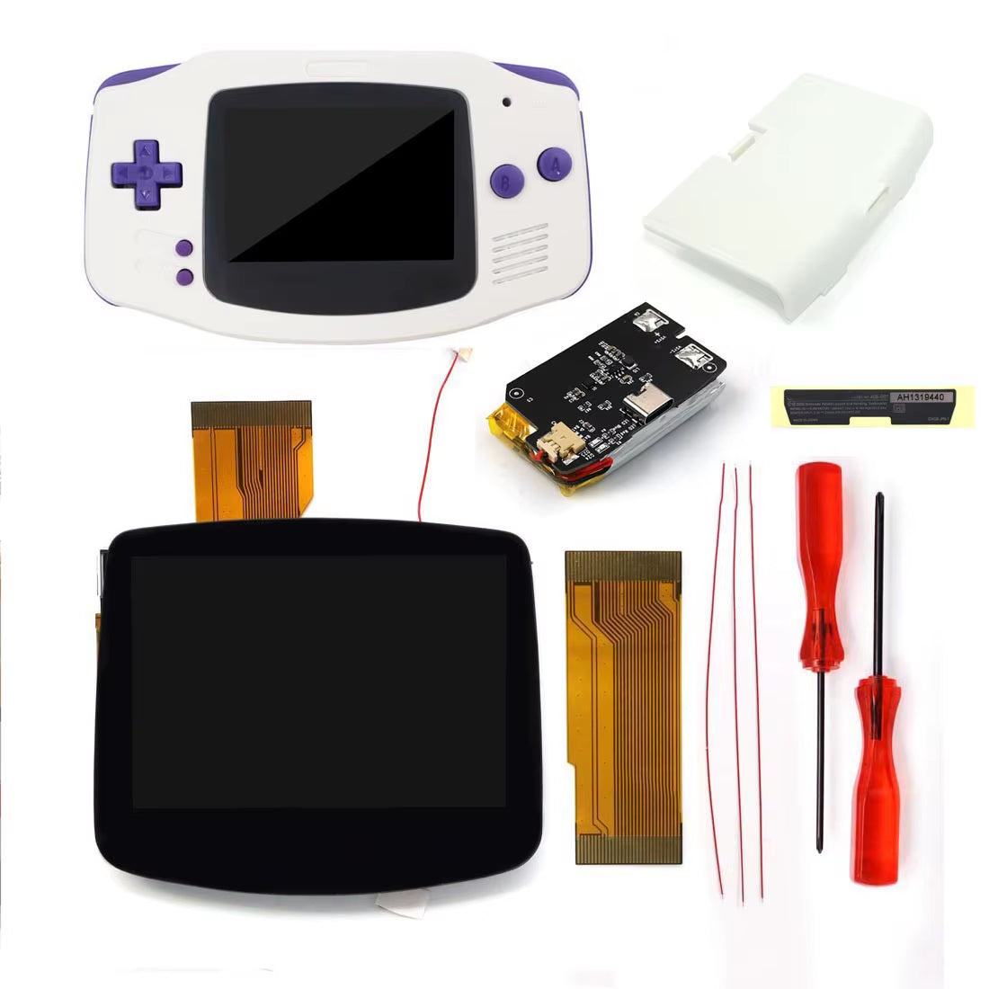 Drop in GBA IPS V5 LCD Screen Shell Kits W/1800Mah Rechargeable Built-In Lithium Battery for Gameboy Advance