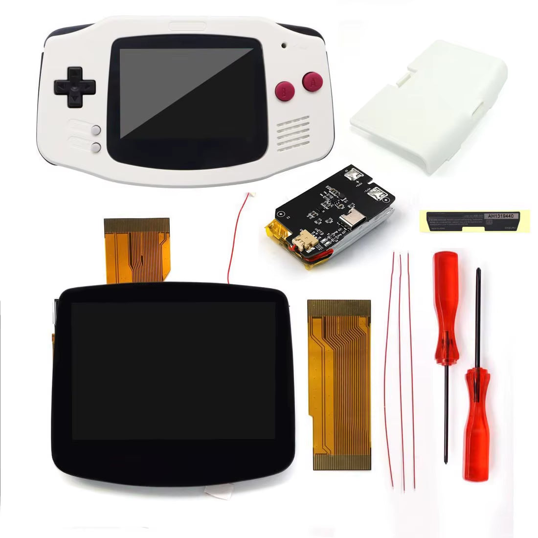 Drop in GBA IPS V5 LCD Screen Shell Kits W/1800Mah Rechargeable Built-In Lithium Battery for Gameboy Advance