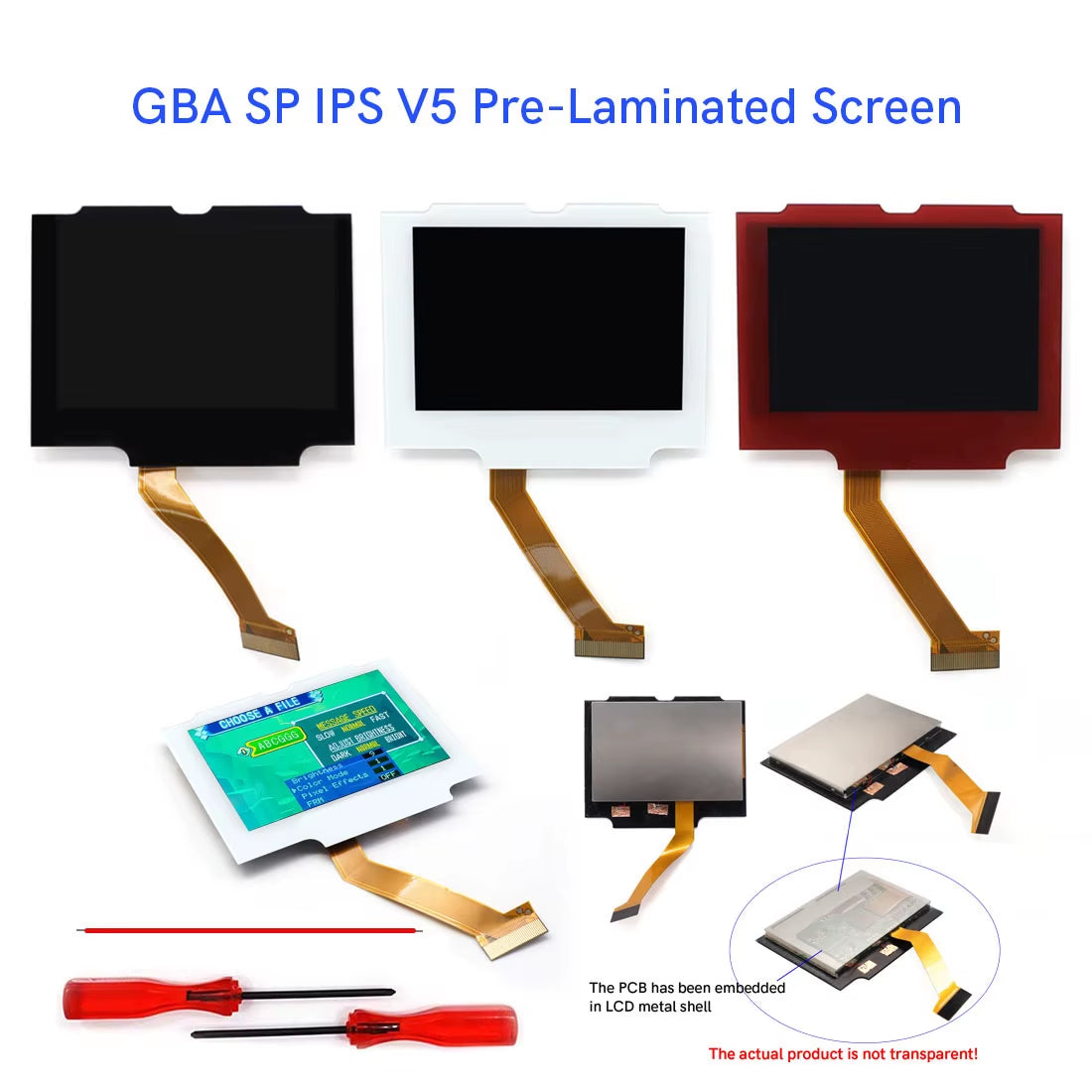 V5 Laminated GBA IPS Backlight LCD Screen Kits with Shell for Gameboy Advance SP Console NO NEED CUT Easy to Install