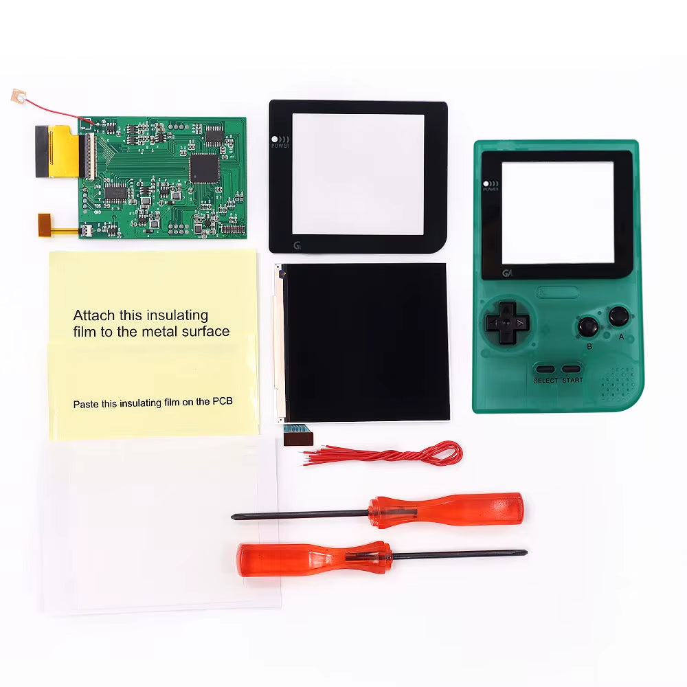 GBP Q5 Larger IPS Screen Display Build in OSD for Gameboy Pocket 8 Color Retro Pixel Screen Mod Kits with Shell