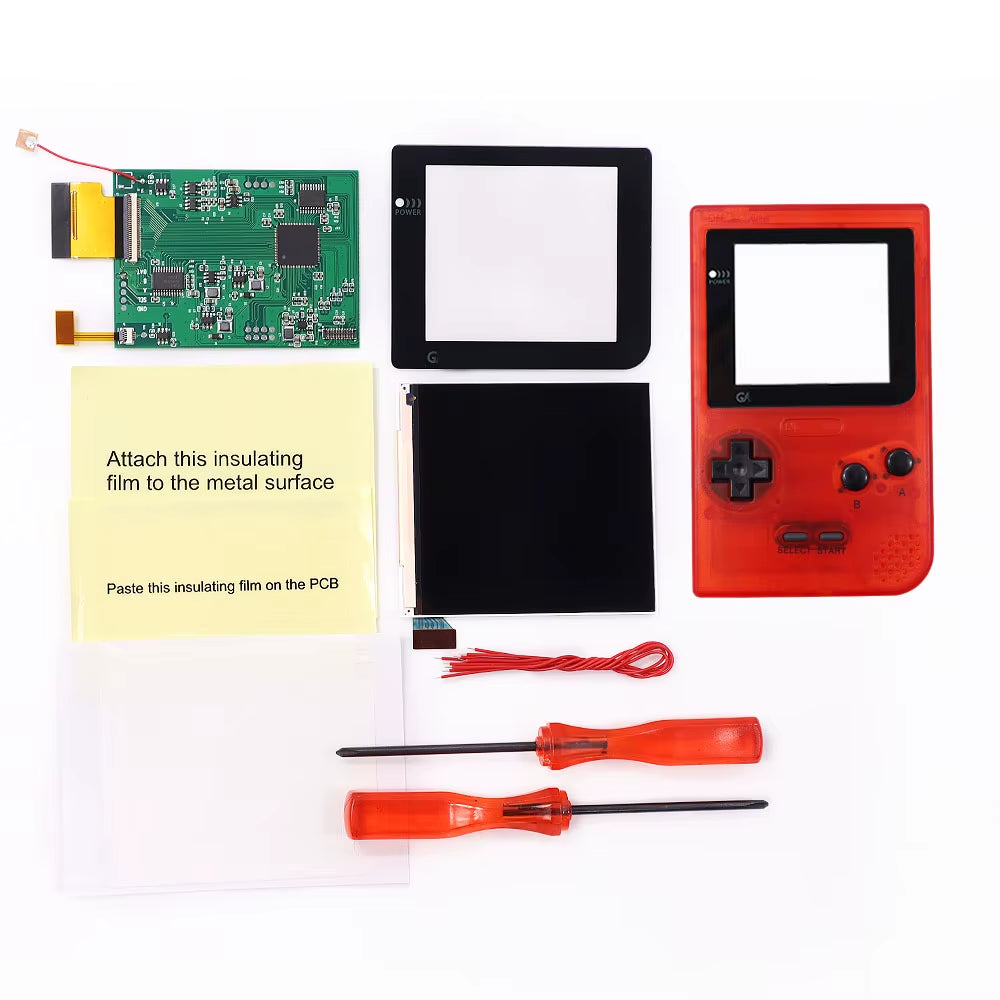 GBP Q5 Larger IPS Screen Display Build in OSD for Gameboy Pocket 8 Color Retro Pixel Screen Mod Kits with Shell