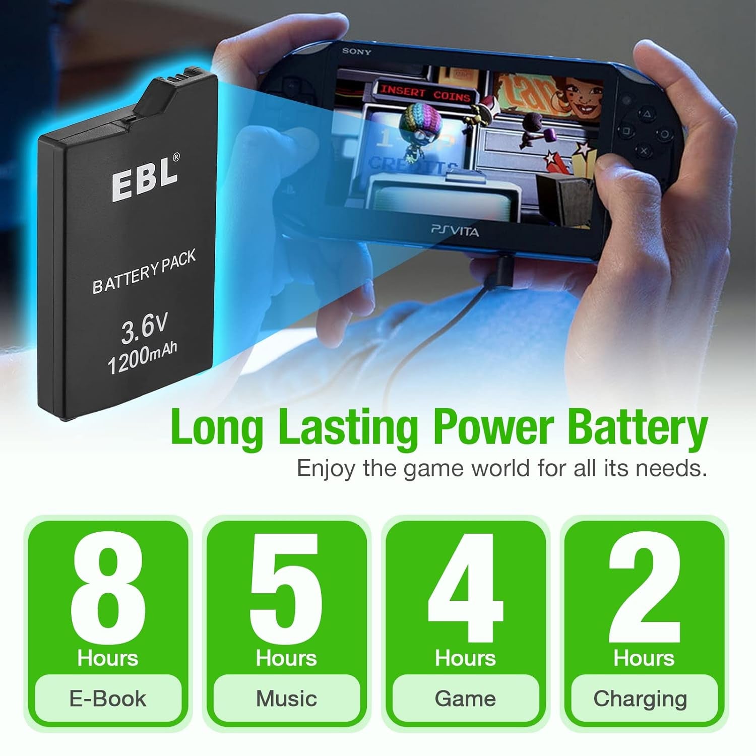 3.6V Lithium Ion Rechargeable Battery Pack 1200Mah（Real Capacity） Replacement Battery Compatible with Sony PSP 2000/3000 PSP-S110 Console