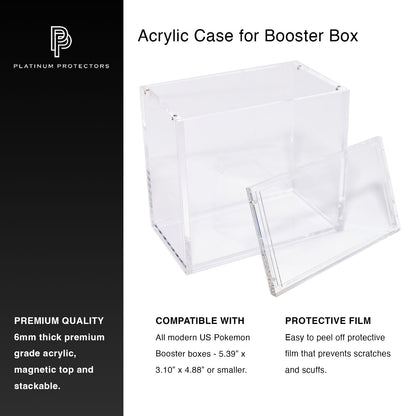 Premium Acrylic Case for Pokemon Booster Box with Magnetic Top (6mm thick)