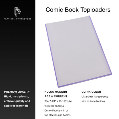 Platinum Protectors Comic Book Toploaders for Silver Age, Current/Modern - 10 Pack