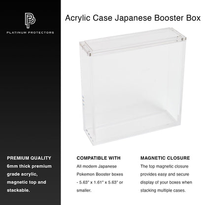 Premium Acrylic Case for Pokemon Japanese Booster Expansion Box (Large) with Magnetic Top