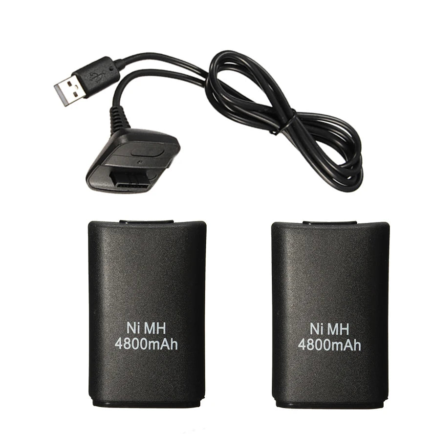 2pc Rechargeable Battery for Xbox 360 Wireless Controller with Charging Cable