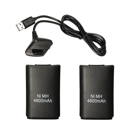 2pc Rechargeable Battery for Xbox 360 Wireless Controller with Charging Cable