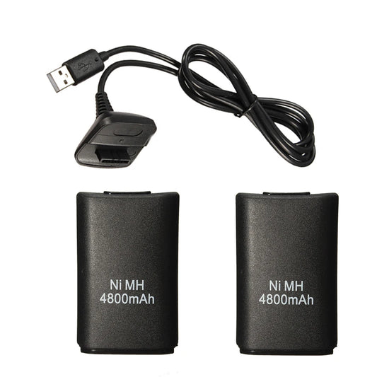2pc Rechargeable Battery for Xbox 360 Wireless Controller with Charging Cable