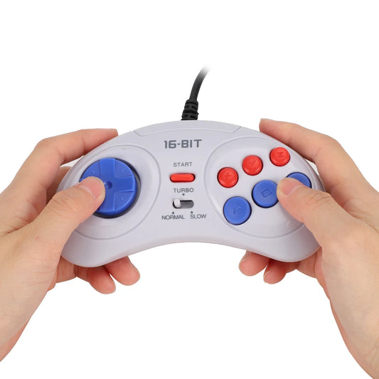 16-Bit Mini Handheld Game Controller - Ergonomic for Sega Genesis