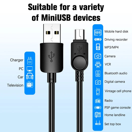 Mini USB Cable - Fast Data Charger for PS3 Controller/MP3/MP4/Camera/GPS