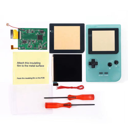 GBP Q5 Larger IPS Screen Display Build in OSD for Gameboy Pocket 8 Color Retro Pixel Screen Mod Kits with Shell