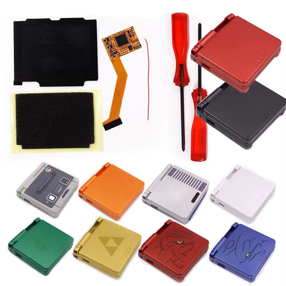 For GBA SP 10Levels Brightness V2 IPS Backlight Backlit LCD Mod for Gameboy Advance SP GBA SP with Pre-Trim Housing Shell