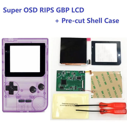 GBP Q5 Larger IPS Screen Display Build in OSD for Gameboy Pocket 8 Color Retro Pixel Screen Mod Kits with Shell