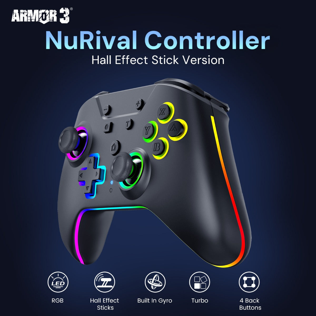 Wireless Hall Effect Controller Black for Nintendo Switch / Switch 2