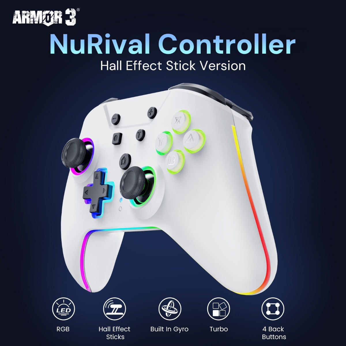 Wireless Hall Effect Controller White for Nintendo Switch / Switch 2